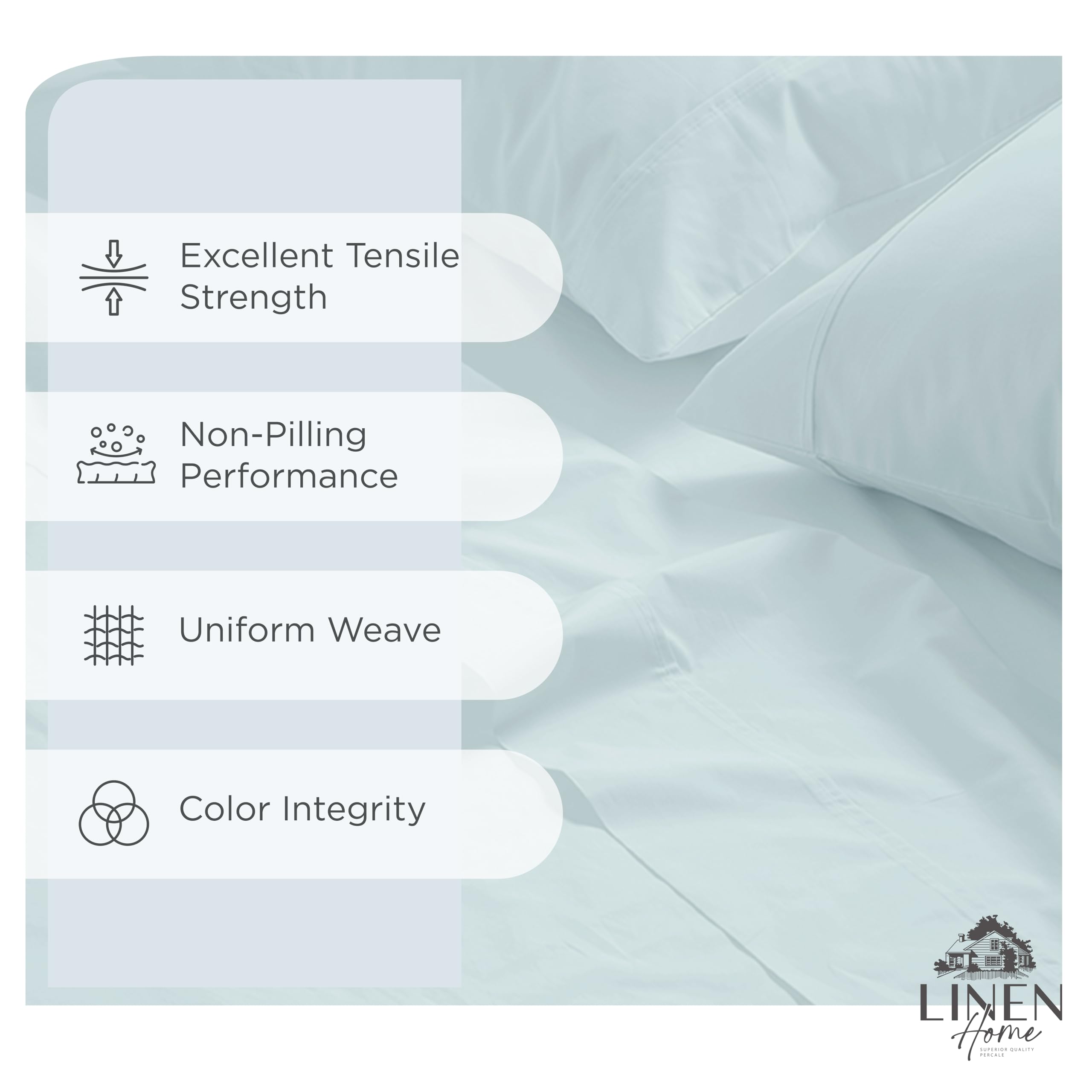 Linen Home fitted sheet corner showing deep pocket and elastic for secure fit