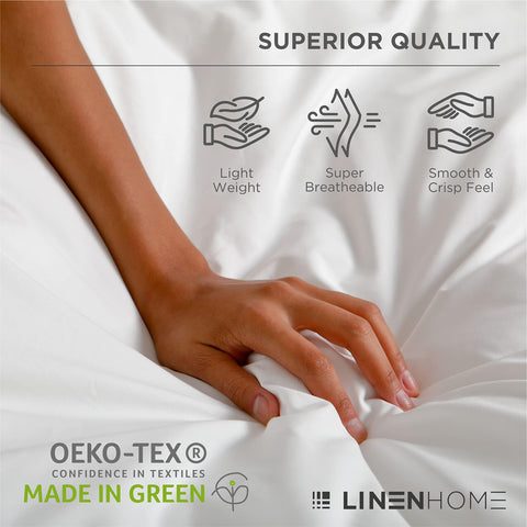 Linen Home folded flat sheet showing smooth texture and softening with wash