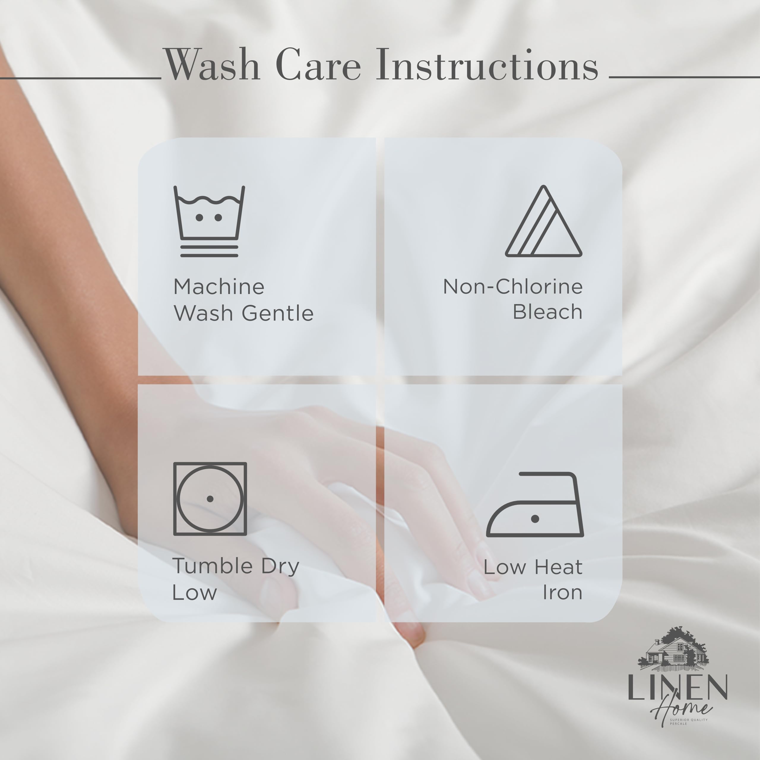 Linen Home pillowcase edge showing z-hem stitch for refined durable finish