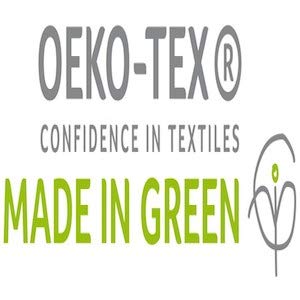 Linen Home label and care tag showing Made in Green certification benefit