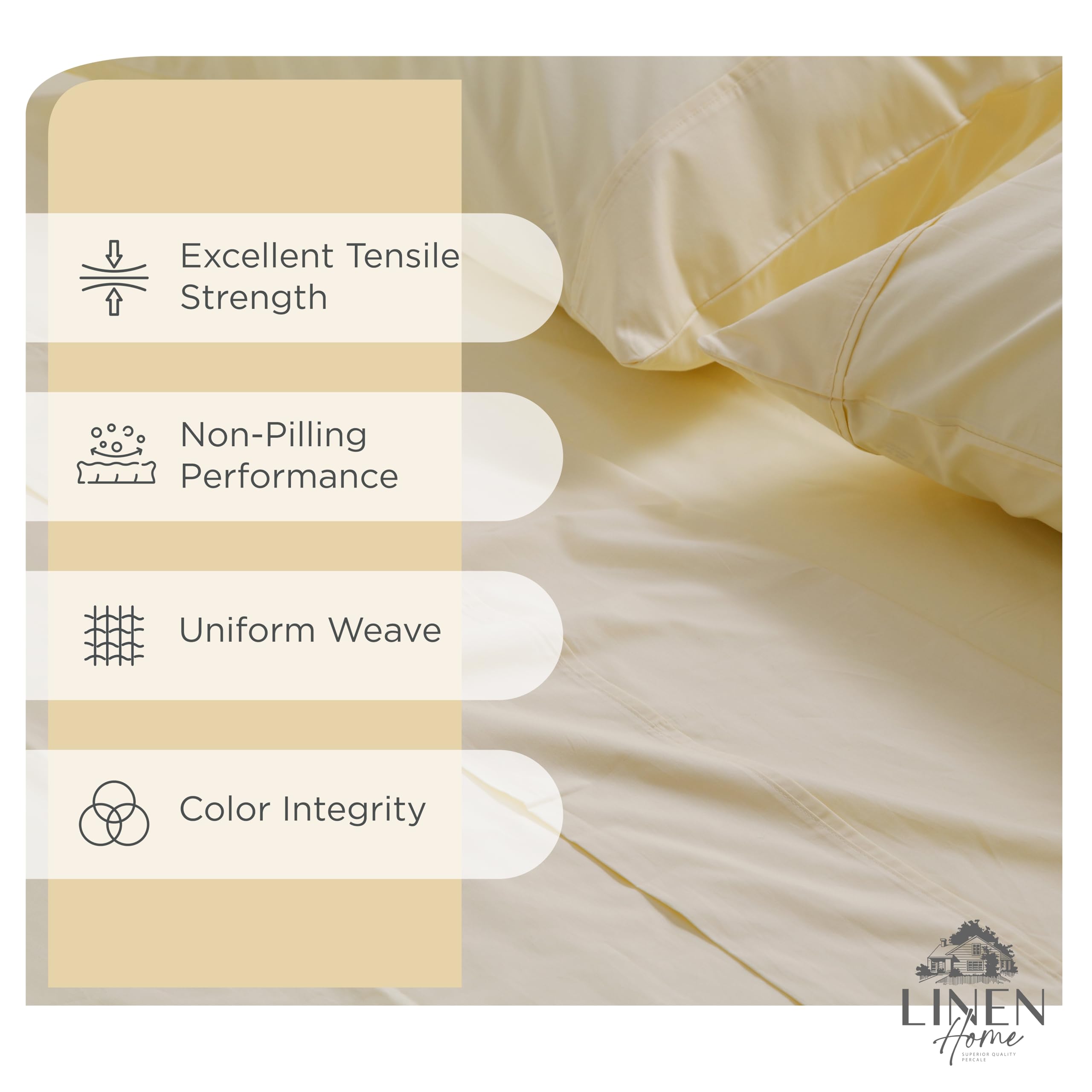 Linen Home close-up percale weave revealing crisp texture and breathability