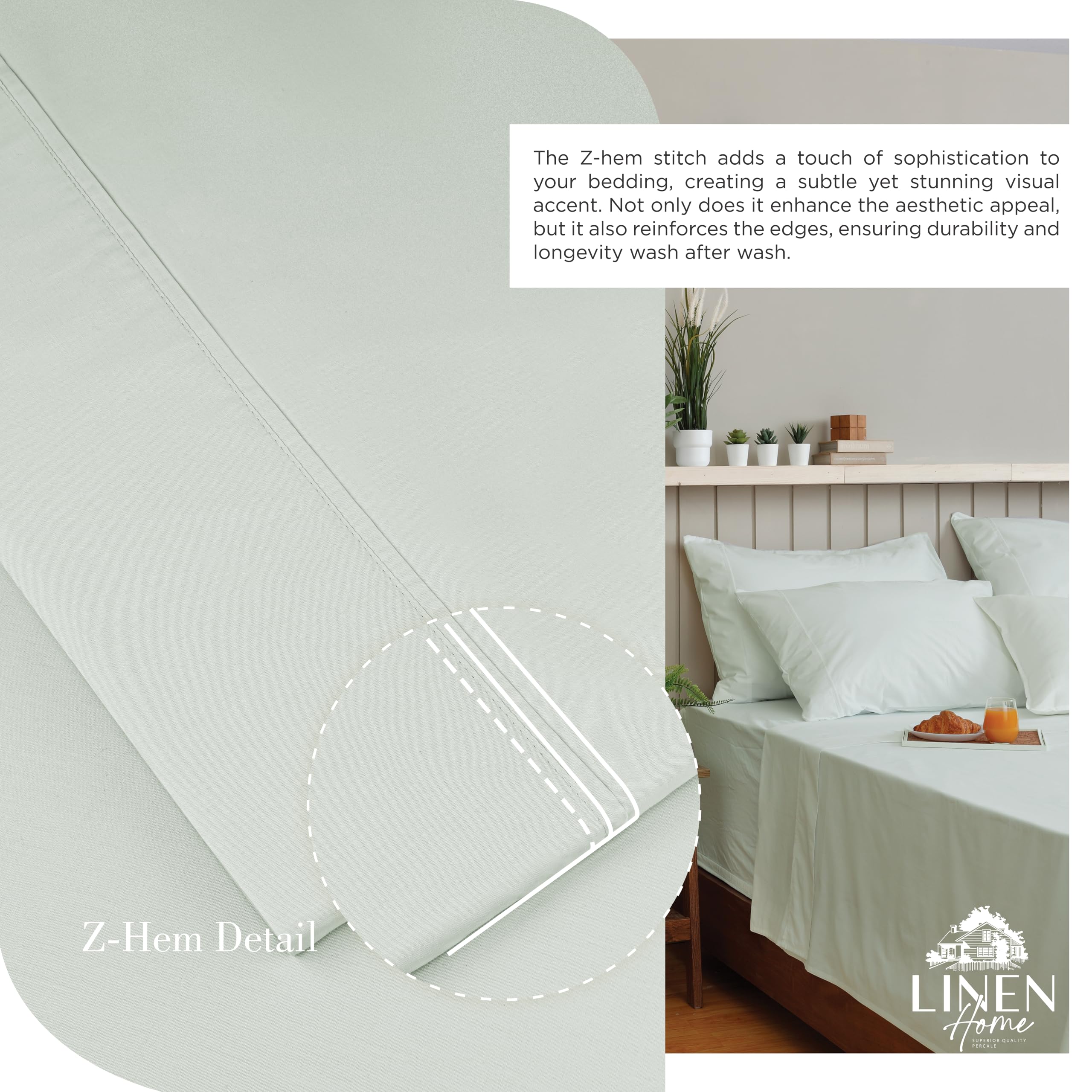 Linen Home deep pocket fitted sheet corner demonstrating secure fit benefit