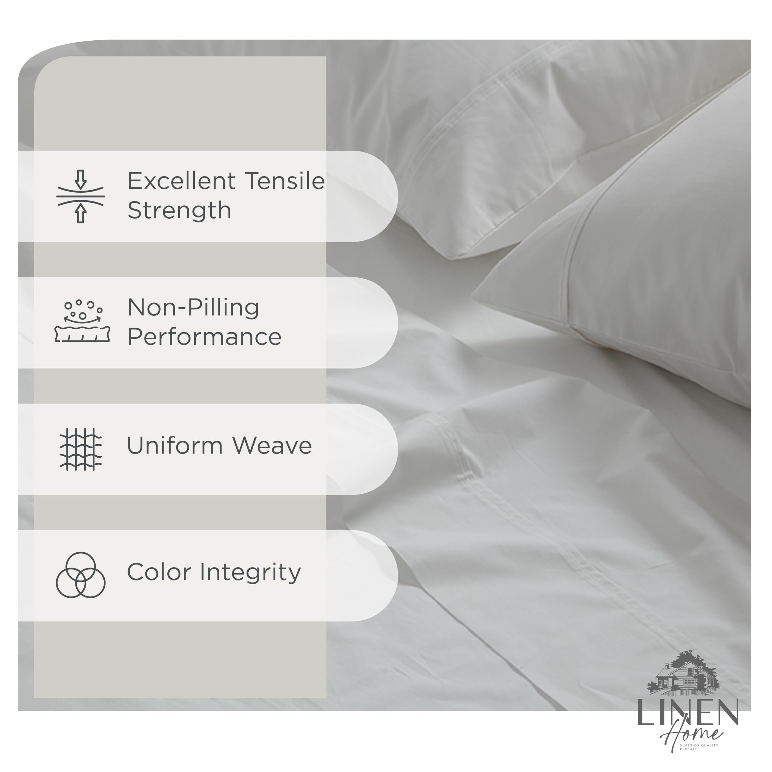 Linen Home fitted sheet detail with all-around elastic for secure fit