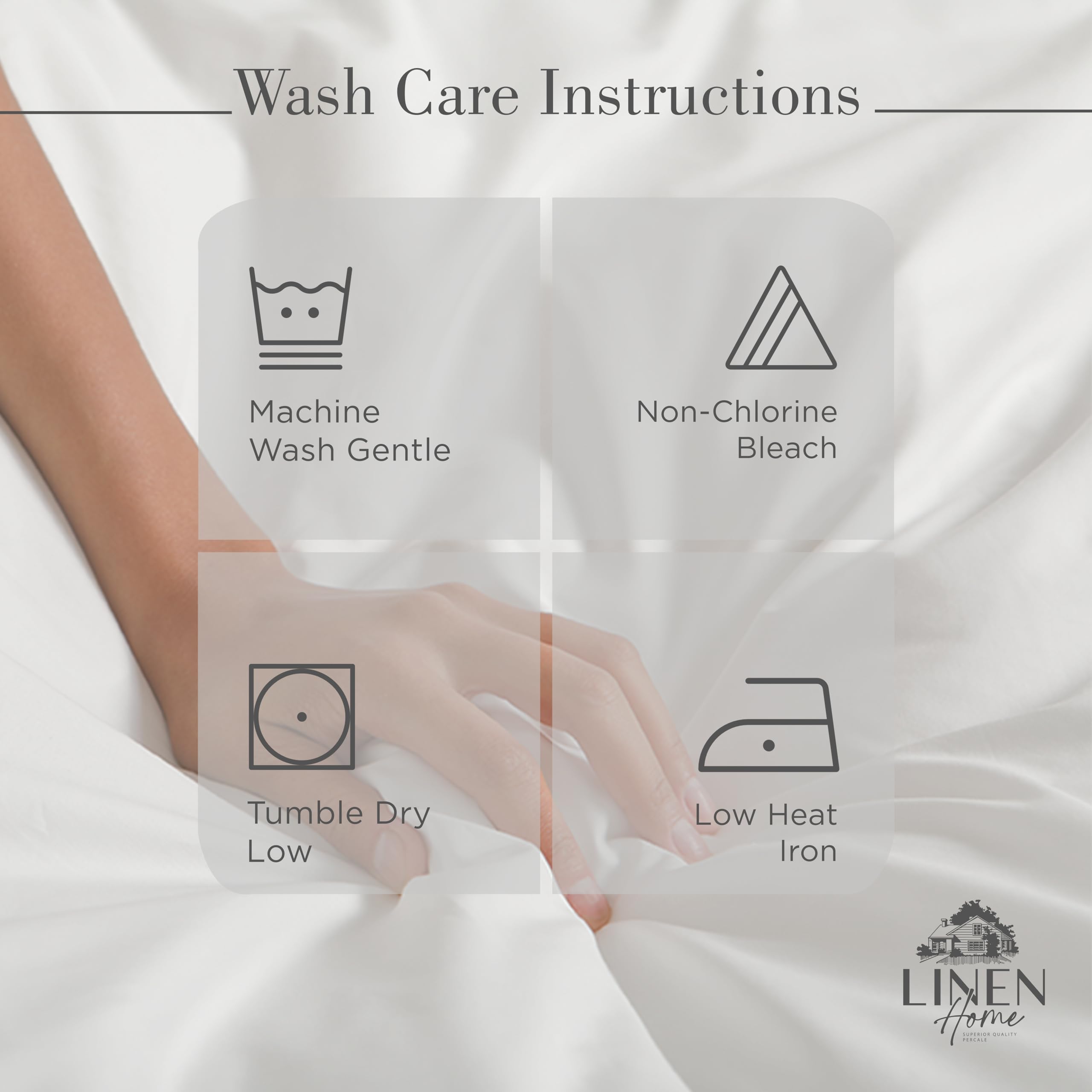 Linen Home flat sheet spread on bed illustrating smooth matte hotel-like appearance