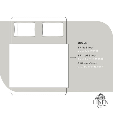 Linen Home sheets styled on bed showing cooling comfort and look