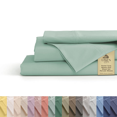 Linen Home folded queen sheet set showing neat presentation and crisp finish