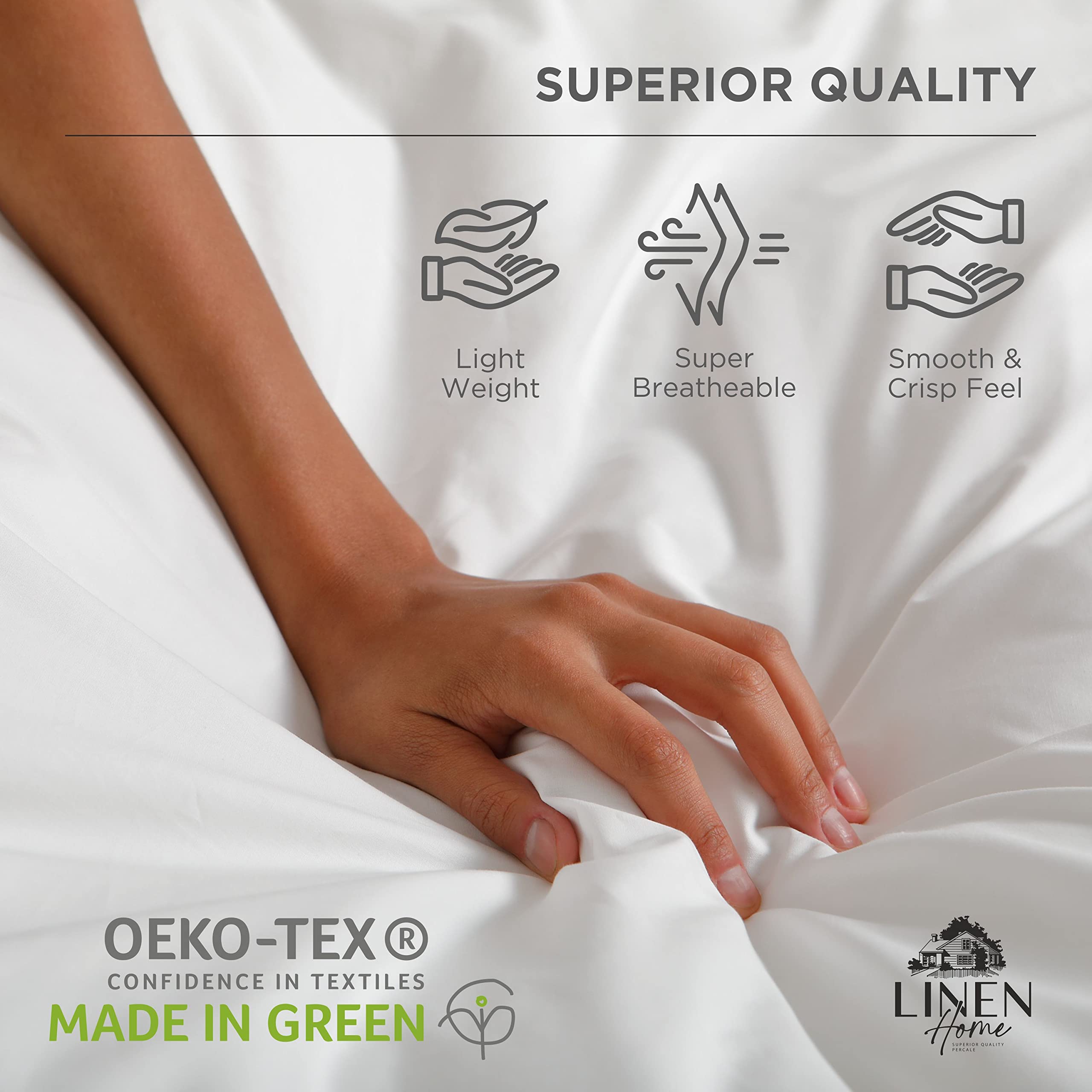 Linen Home fitted sheet on 16-inch mattress illustrating deep pocket fit