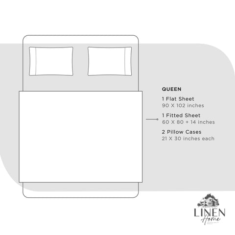 Linen Home fitted sheet on mattress showing scale and fit on up to 16-inch depth
