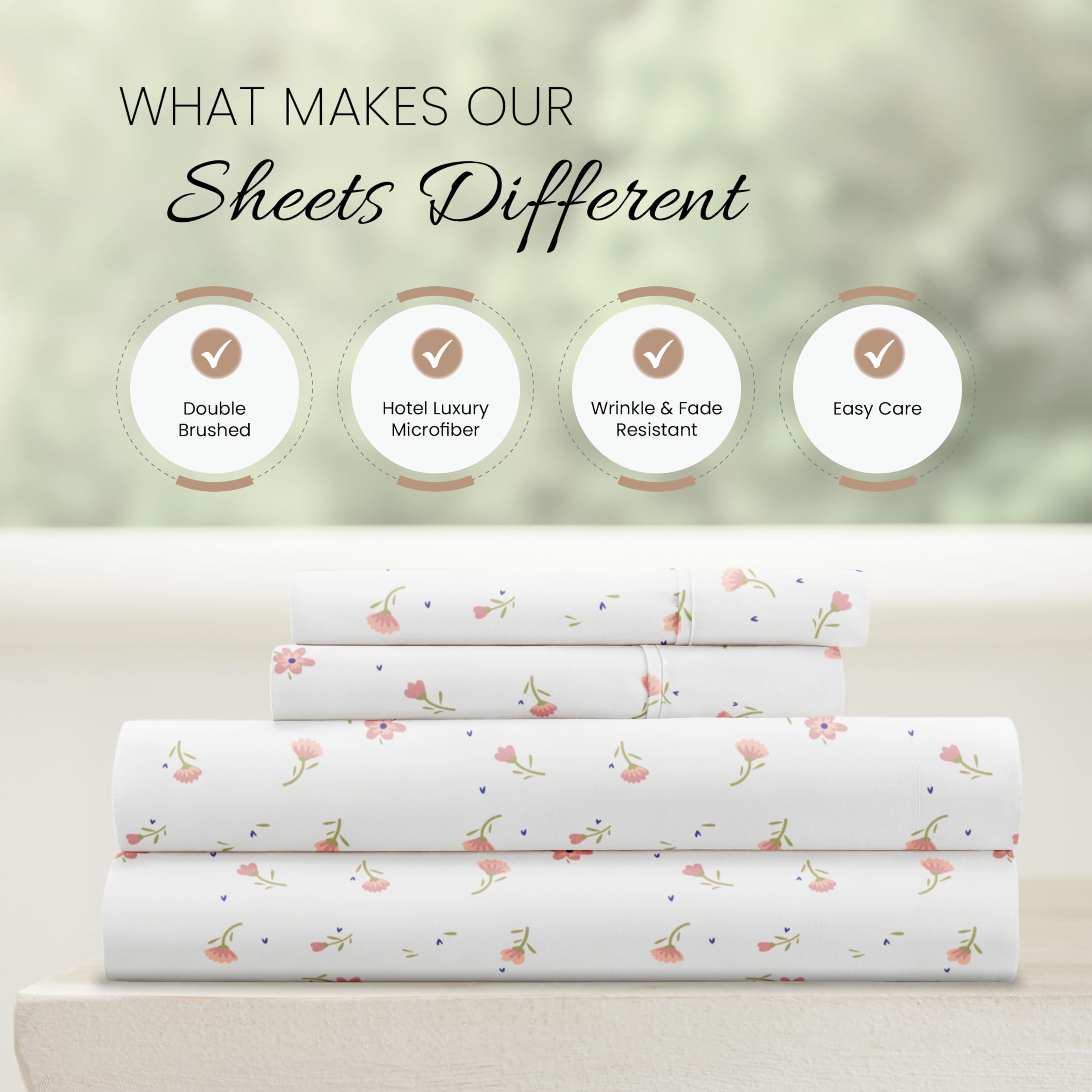 Linen Market sheet set styled on bed demonstrating cozy look benefit