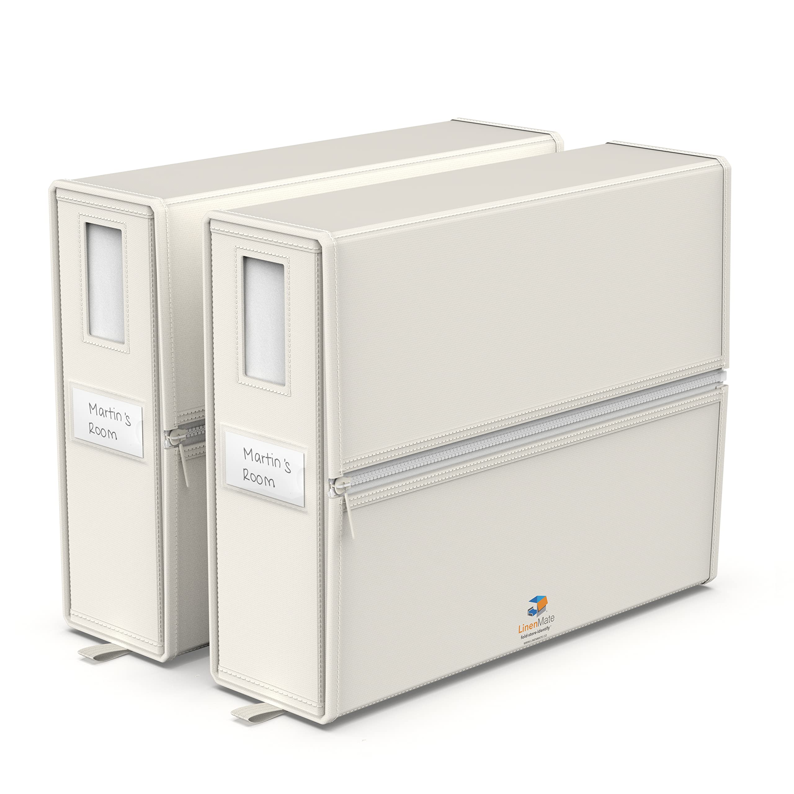 LINENMATE front view of ivory 2-pack showing neat storage and quick access