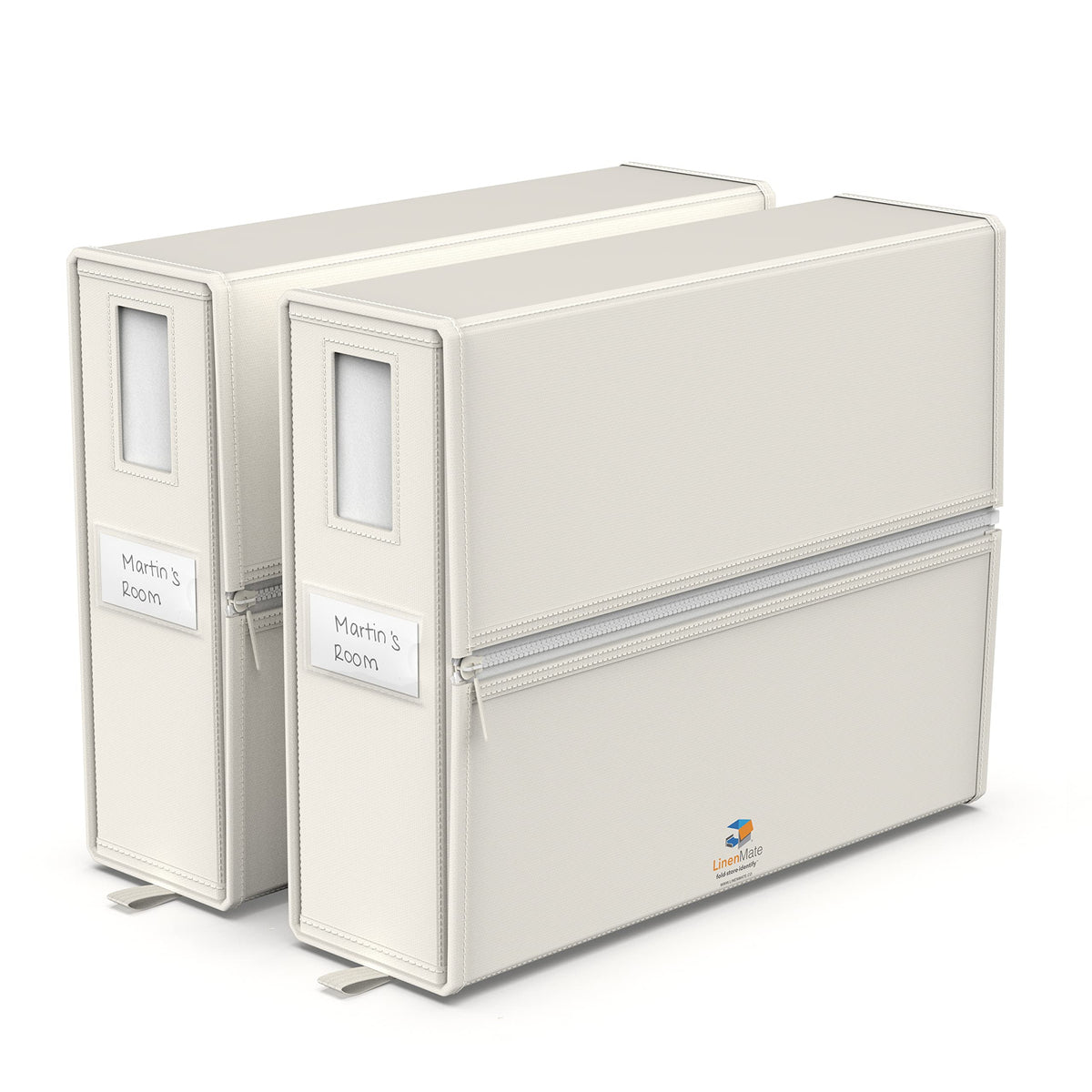 LINENMATE front view of ivory 2-pack showing neat storage and quick access