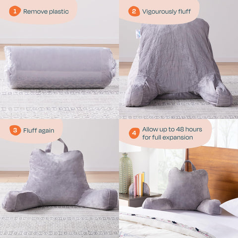 Linenspa pillow in bed lifestyle scene for comfortable reading and lounging