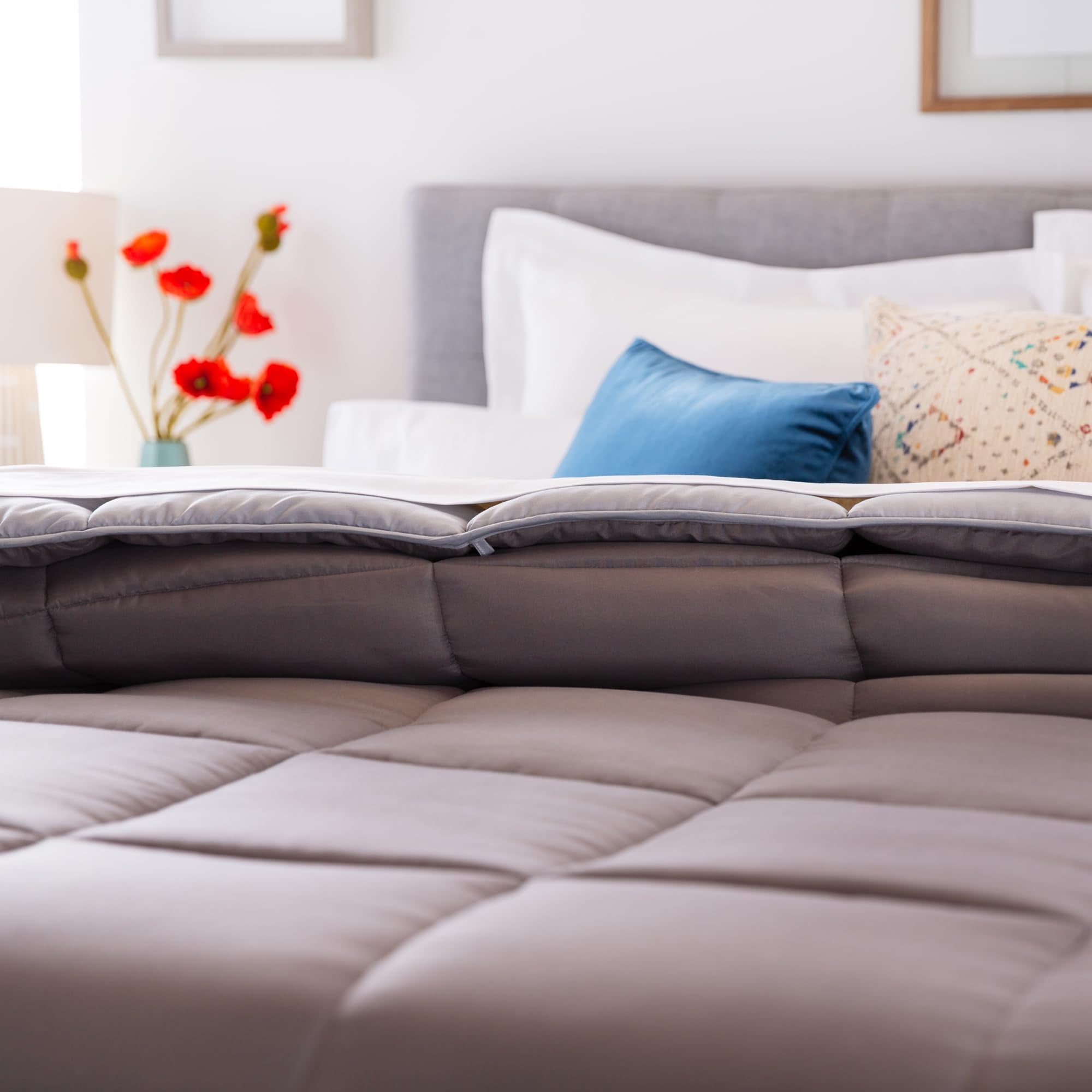 Linenspa comforter on made bed in bedroom scene for instant decor upgrade