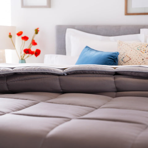 Linenspa comforter on made bed in bedroom scene for instant decor upgrade