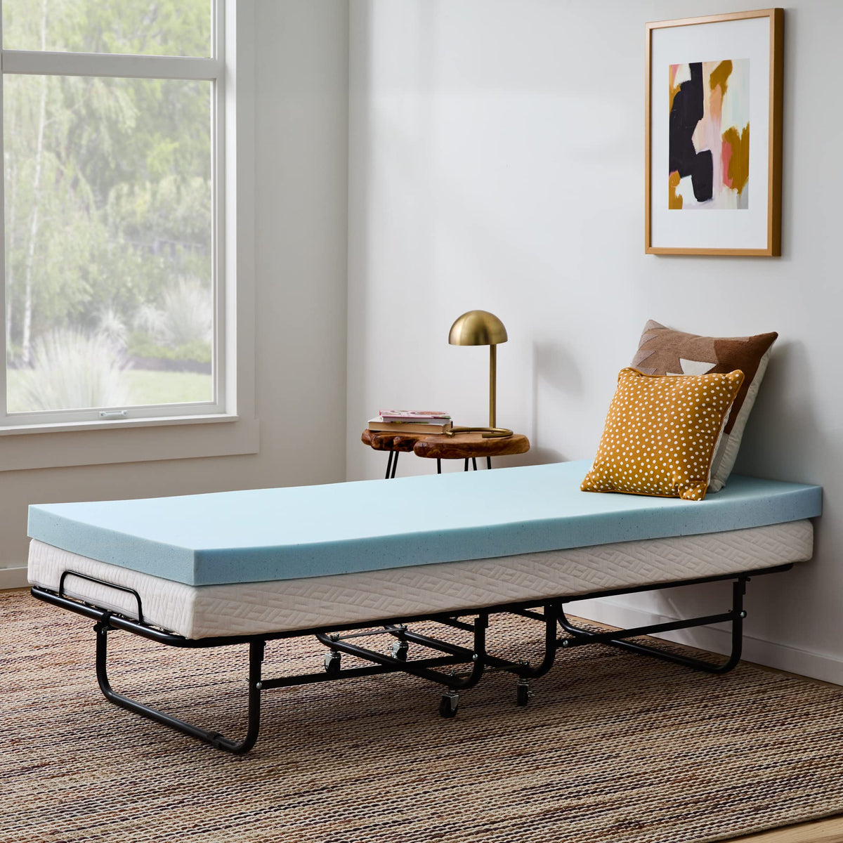 Linenspa small twin front view showing full plush topper and neat fit
