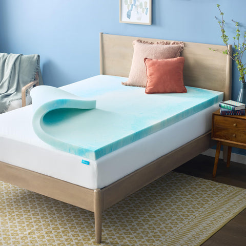 Linenspa front packaging for queen topper showing product benefits