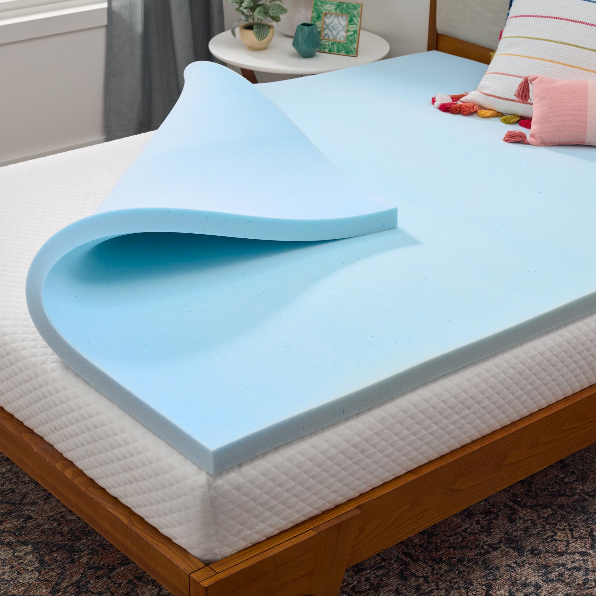 Linenspa front view of Twin XL topper showing plush surface and neat edges