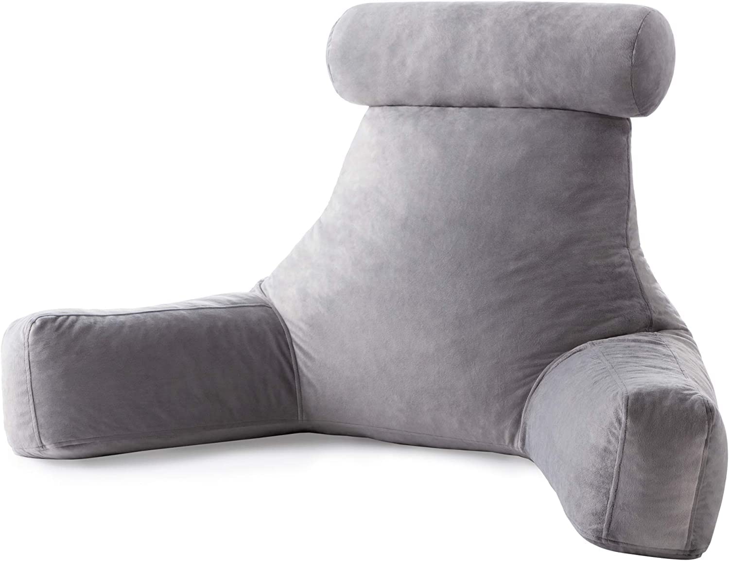 Linenspa front view of XL reading pillow showing full backrest and arms for improved support