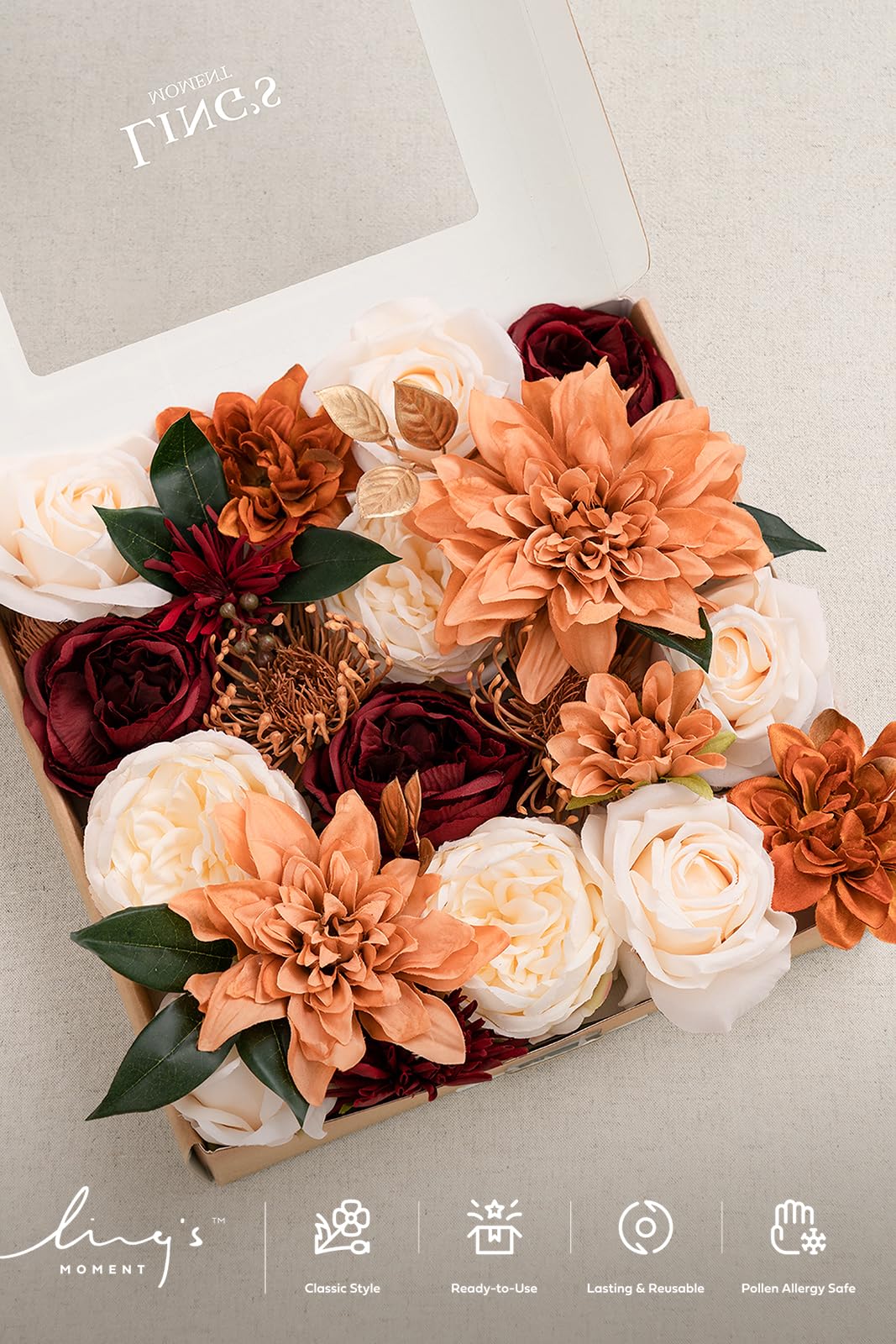 Ling's moment flowers next to ruler showing accurate 8-inch stem benefit