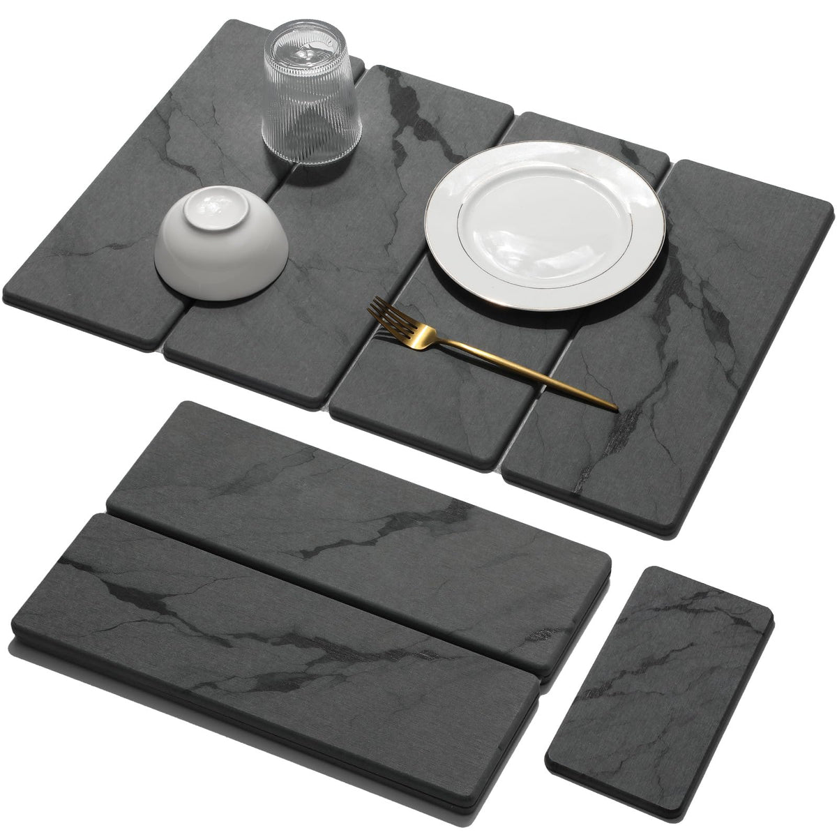 Linidcoud large mat full view showing elegant stone design and quick absorbency