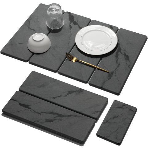Linidcoud large mat full view showing elegant stone design and quick absorbency