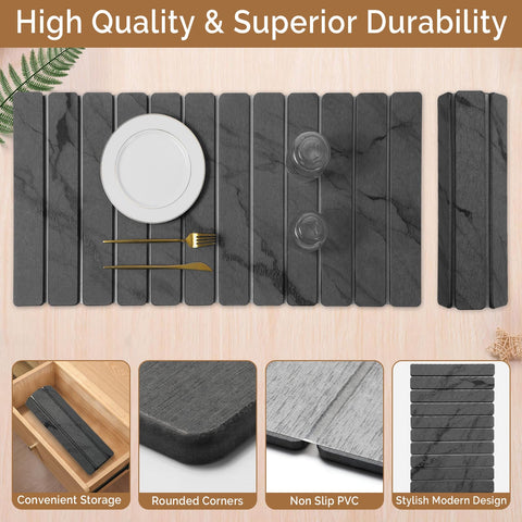 Linidcoud mat under dish rack providing full coverage and spill protection