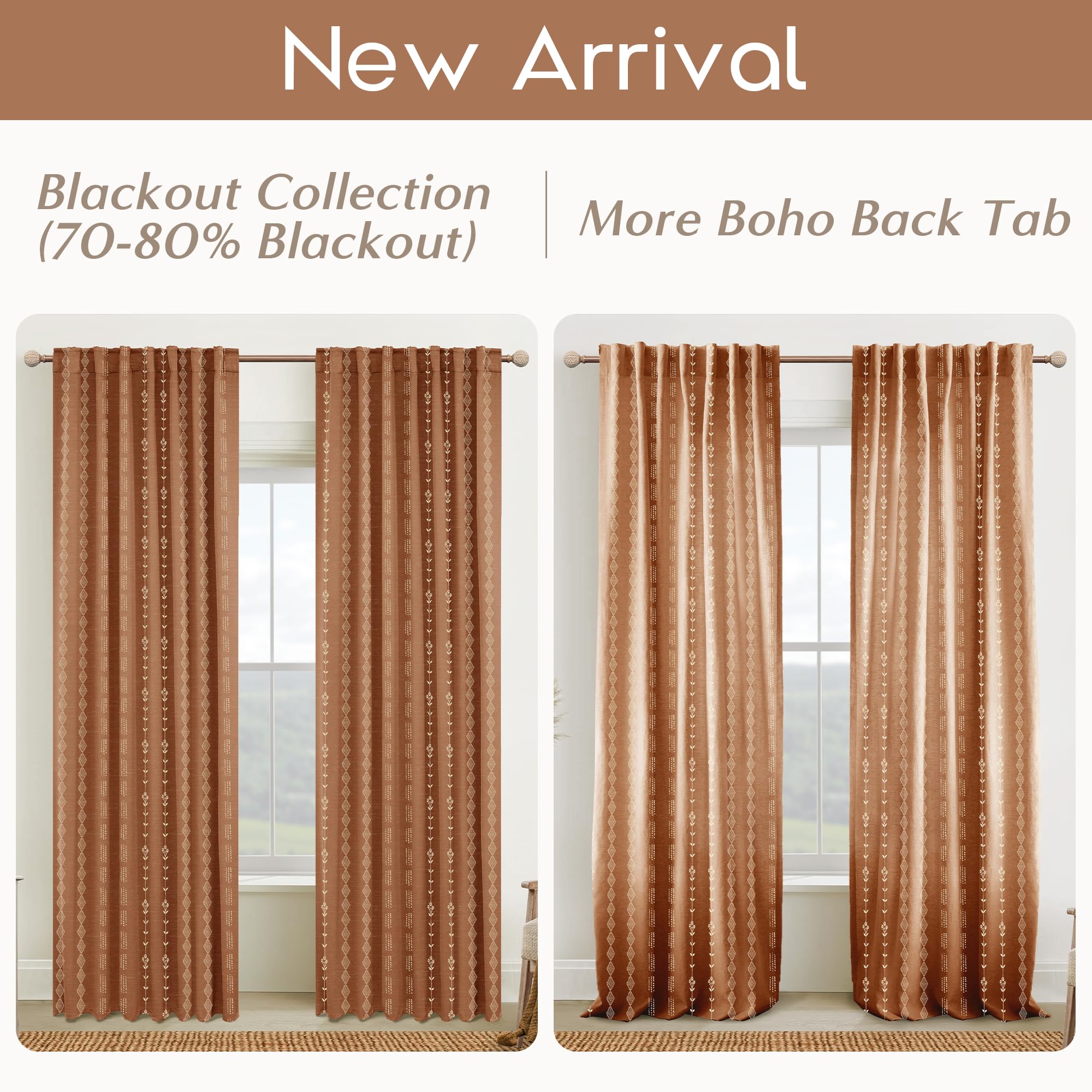 Lino Rosa curtain color swatches array showing available burnt orange and alternatives