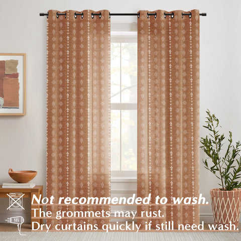 Lino Rosa curtains styled in living room adding warm rust color and cozy ambiance