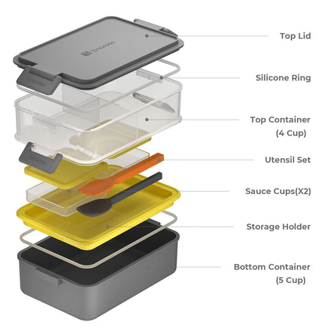 linoroso open top tier with three compartments organizes mains and sides neatly