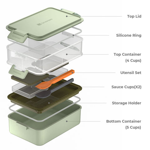 linoroso open top view with food demonstrating organized meal packing