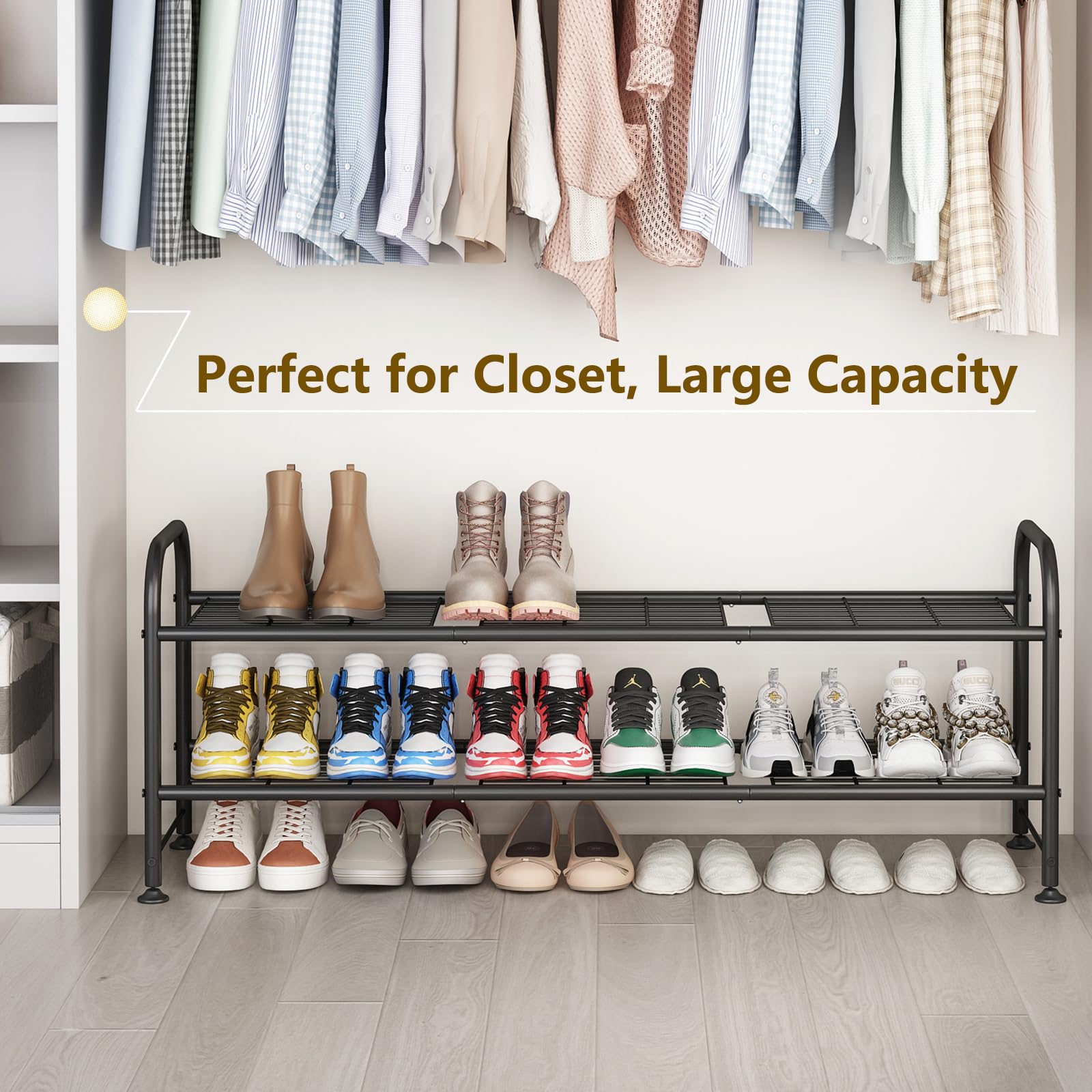 LINZINAR rack inside closet organizing shoes for quick access benefit