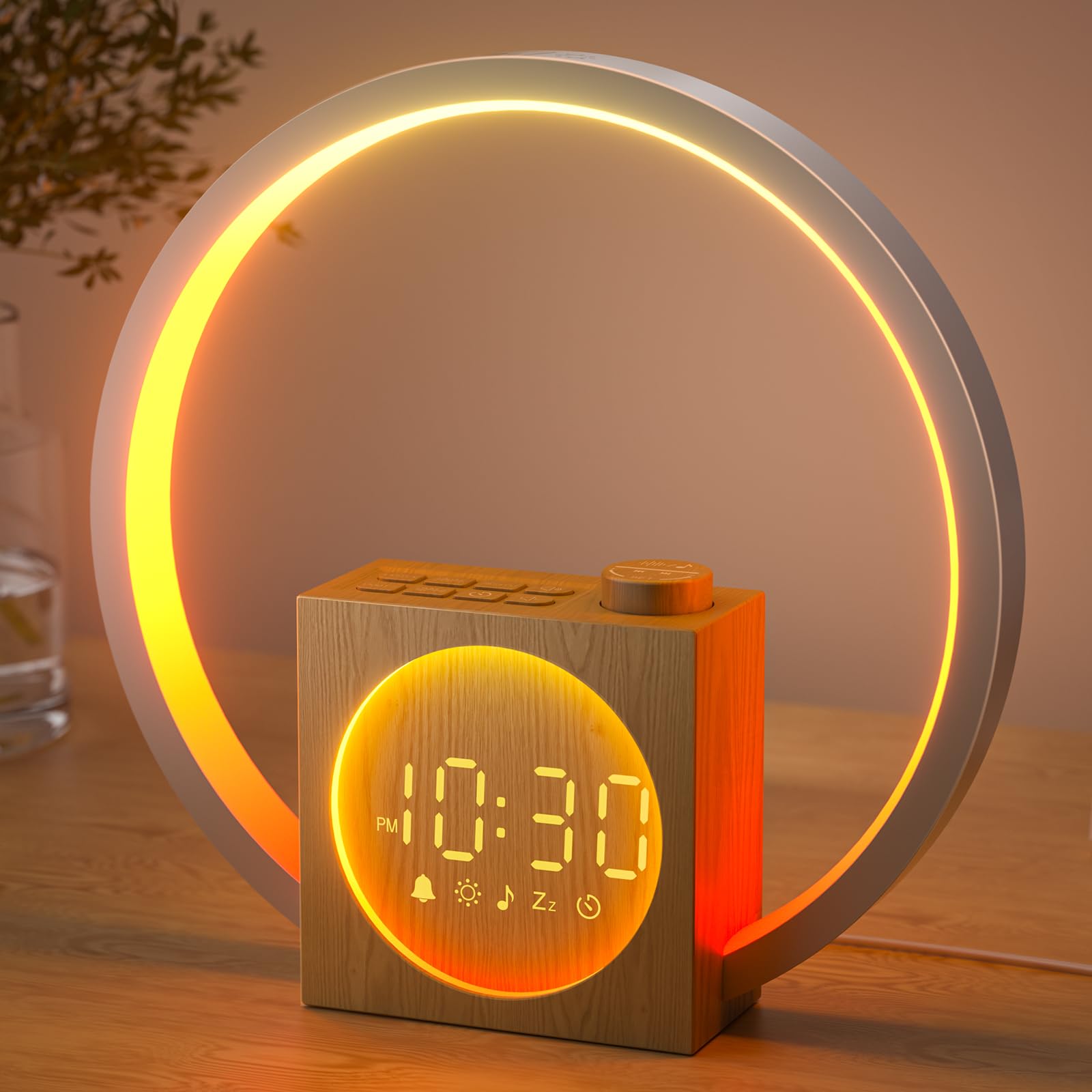 LIORQUE front view with display showing time and soft glow for easy mornings
