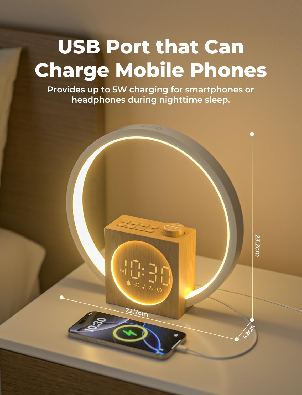 LIORQUE next to a smartphone demonstrating compact size and space-saving benefit