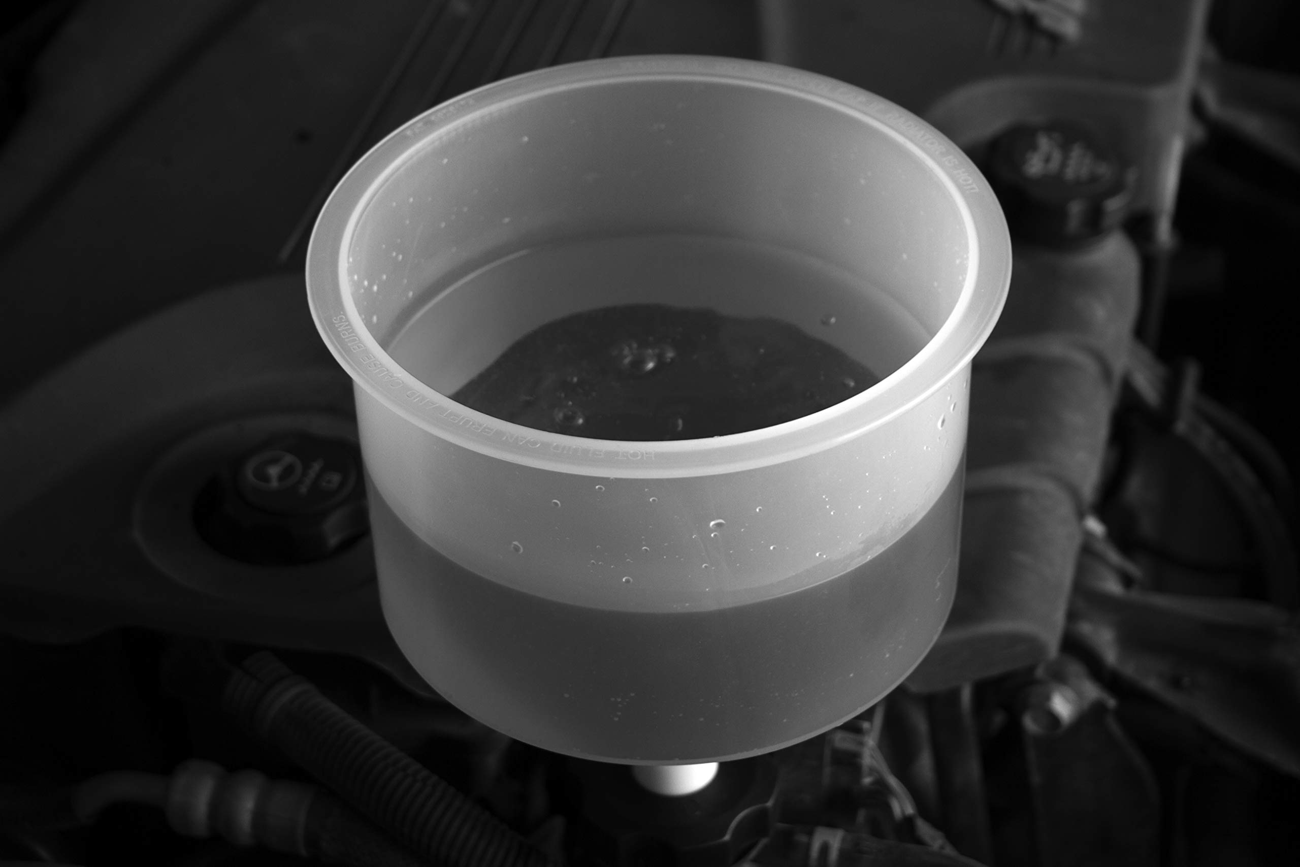 Lisle clear funnel showing coolant flow for instant visual inspection benefit