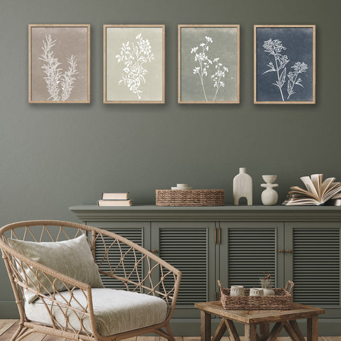 Liswit framed set styled in living room adding warmth and coordinated wall interest