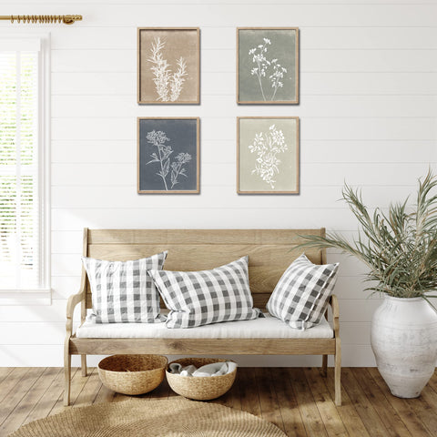 Liswit framed prints above kitchen counter creating farmhouse vibe and visual depth