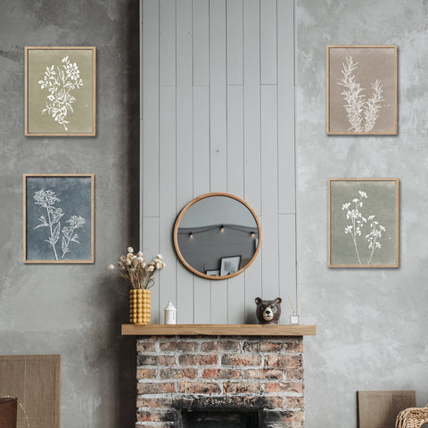 Liswit framed print with green background highlighting botanical motif for serene decor