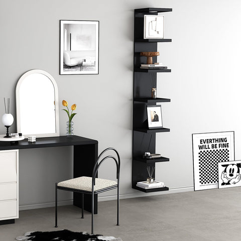 LitaEther shelf styled in living room emphasizing ambient illuminated décor