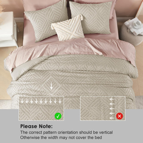 Litanika comforter styled on bed demonstrating neutral decor versatility