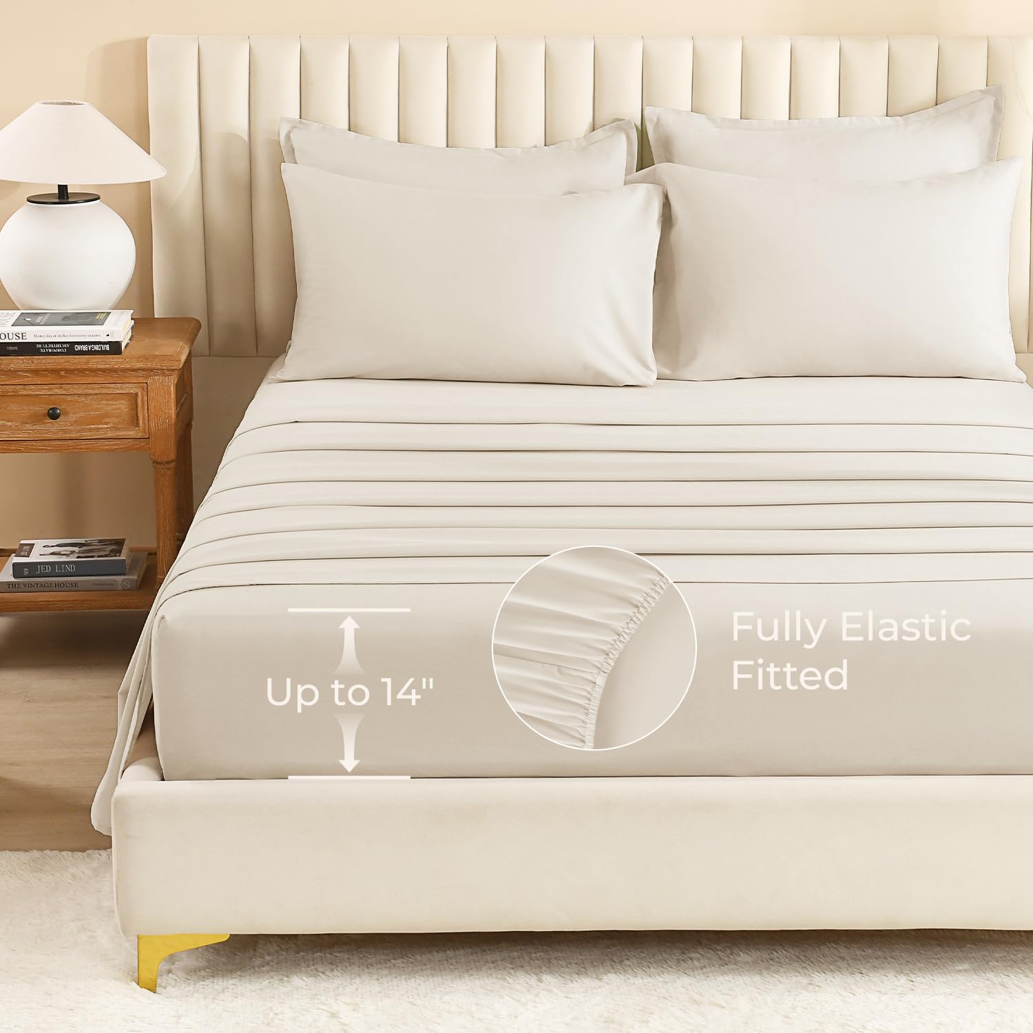 Litanika bedroom lifestyle styling with beige set creating calm, versatile decor appeal