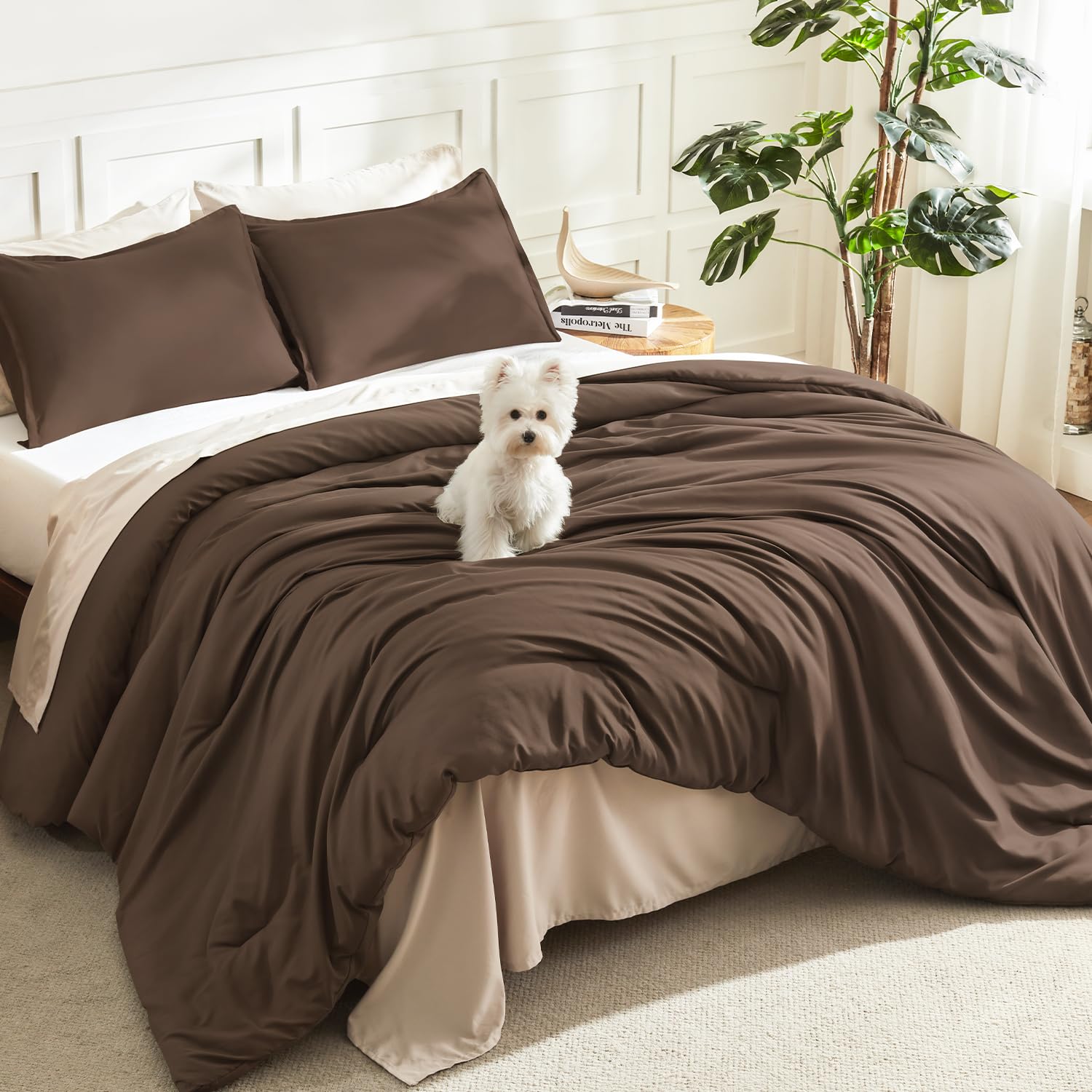 Litanika brown comforter front view showing warm tone and cozy appeal