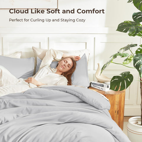 Litanika folded comforter stacked to show compact storage benefit