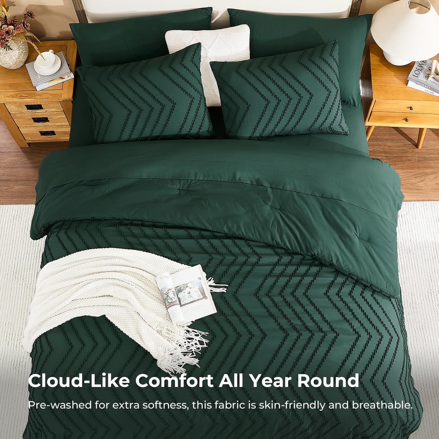 Litanika comforter styled on a bed illustrating cozy bedroom aesthetic and easy styling