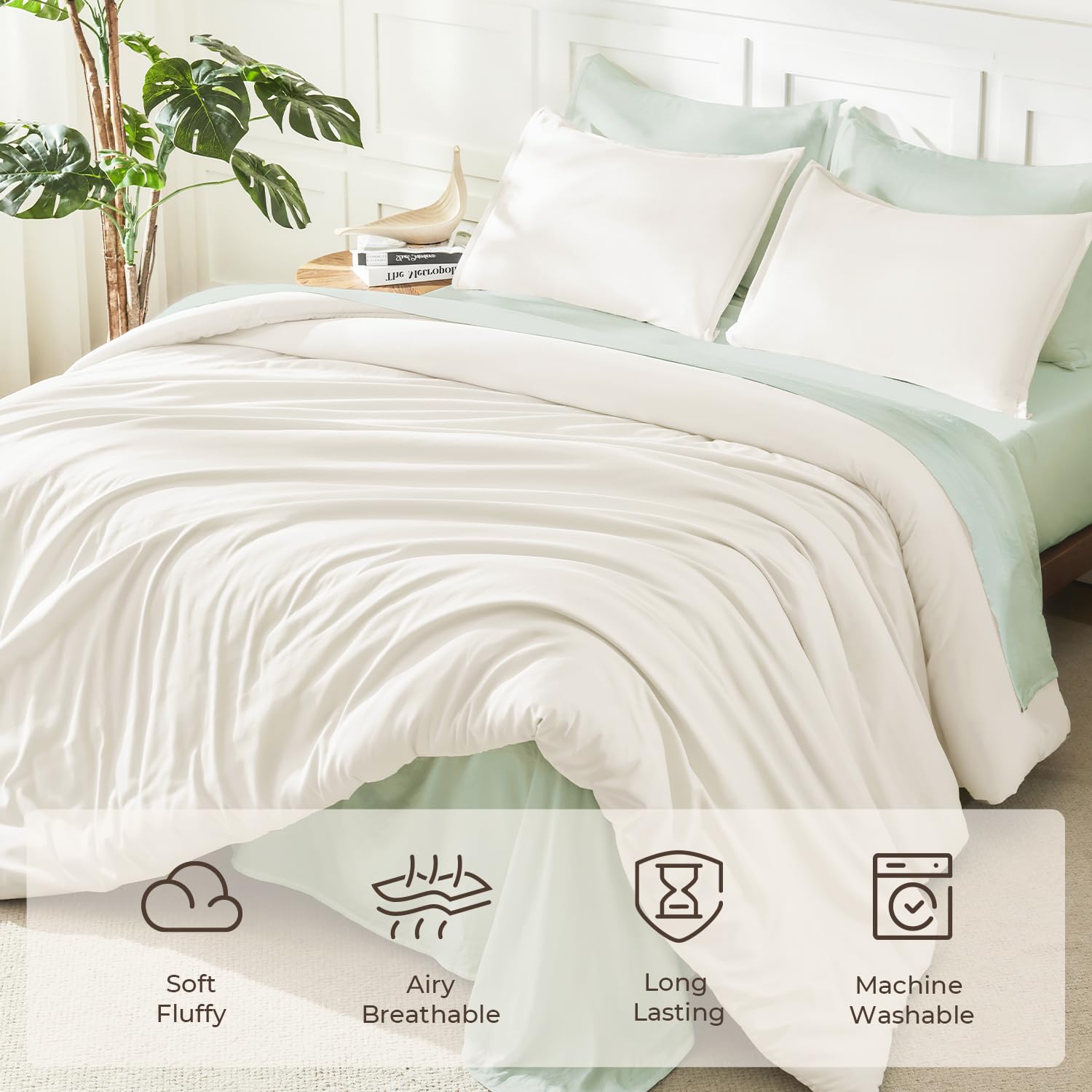 Litanika comforter on bed in lifestyle room conveying cozy, stylish look