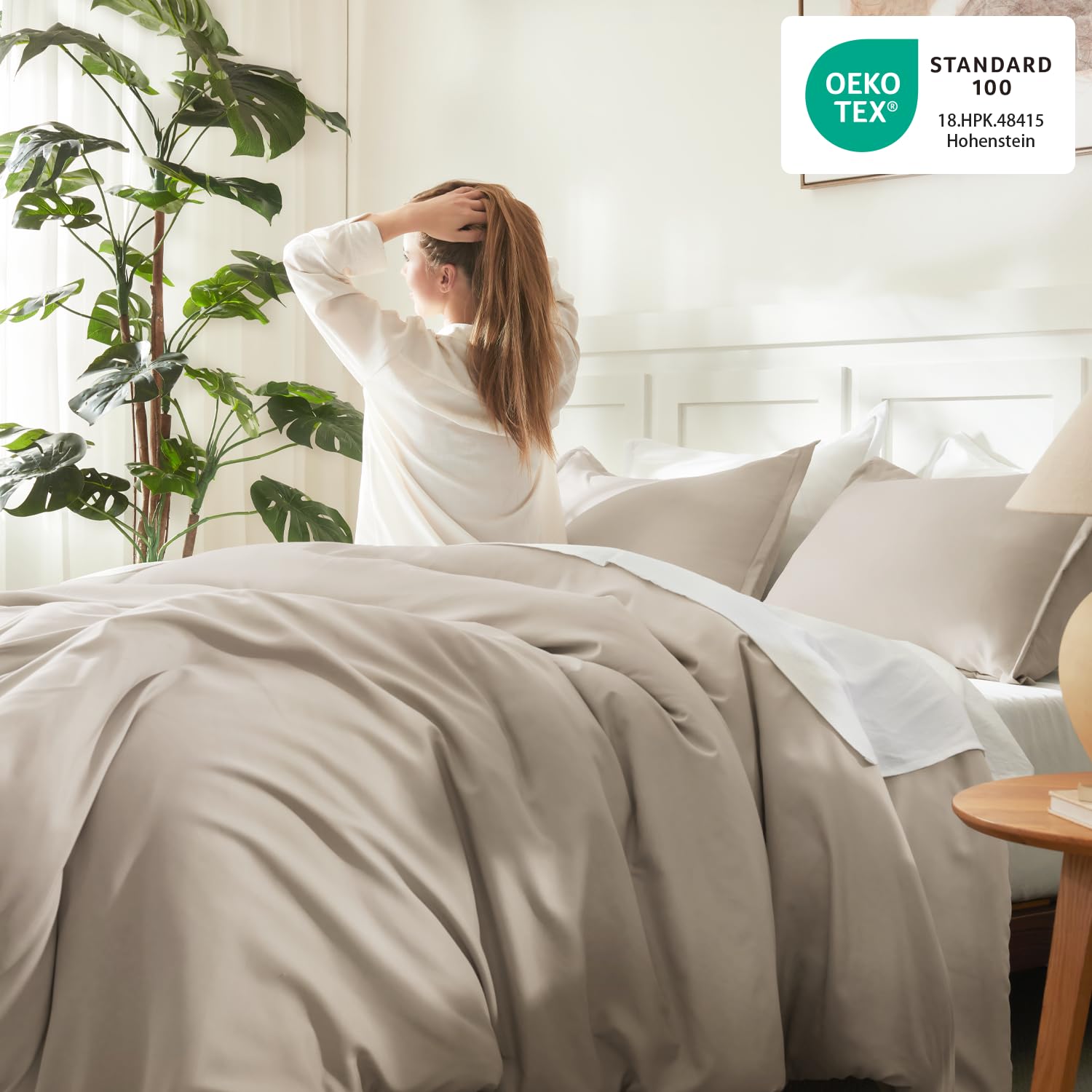 Litanika comforter in a styled bedroom illustrating effortless elegance and calm atmosphere