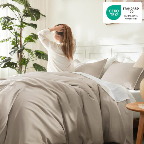 Litanika comforter in a styled bedroom illustrating effortless elegance and calm atmosphere