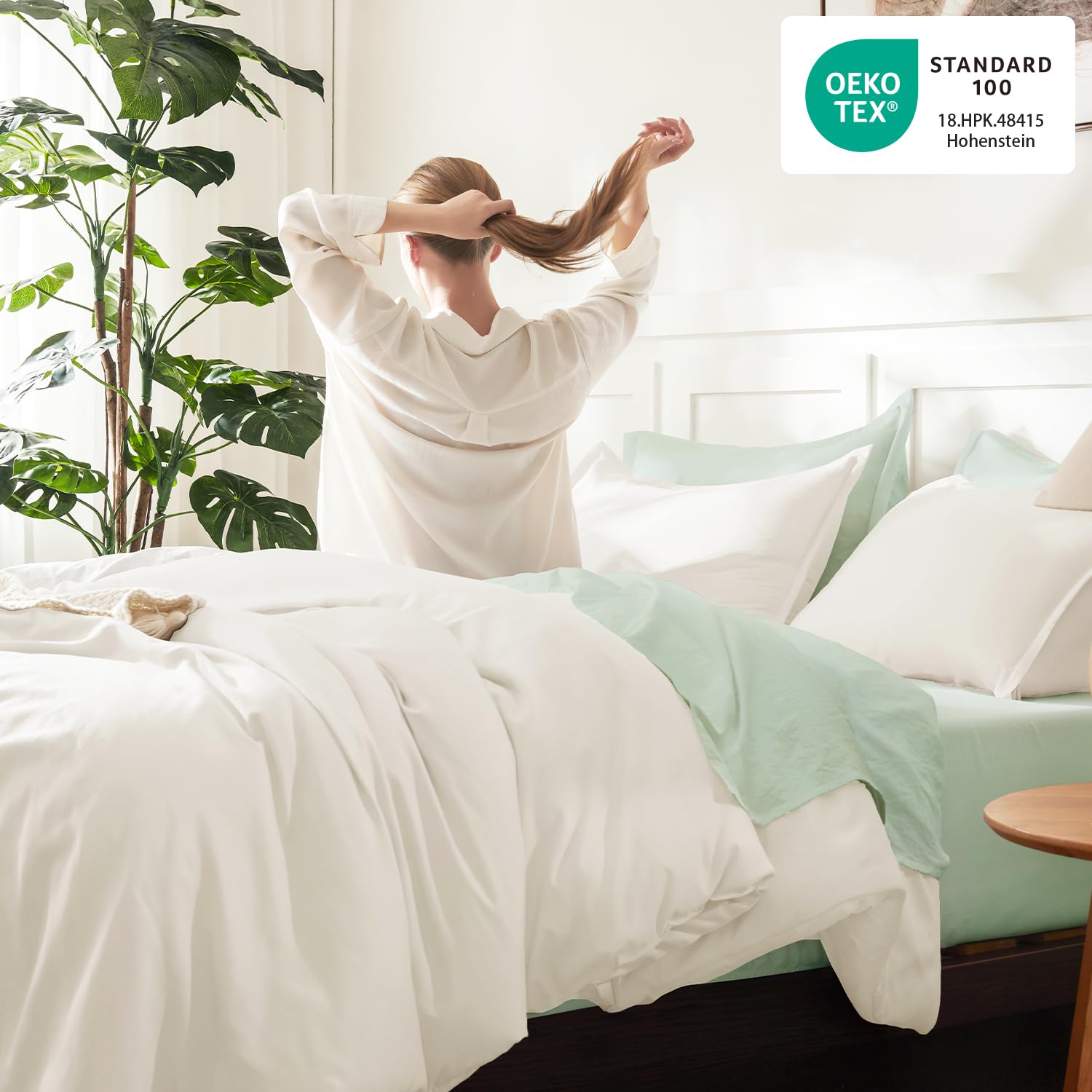 Litanika pillowcase detail highlighting smooth finish and restful benefit