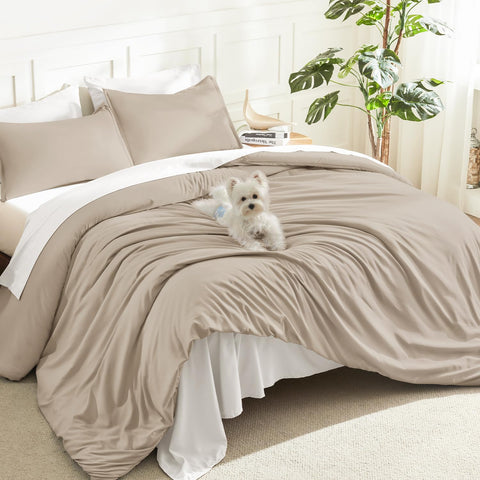 Litanika khaki comforter front view showing full bed coverage and cozy look
