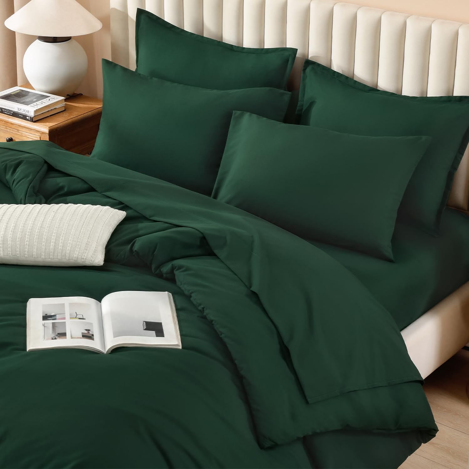 Litanika comforter on king bed staged to show drape and cozy bedroom appeal