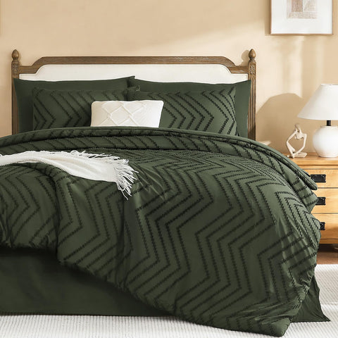 Litanika olive comforter front view showing soft texture and modern style benefit.